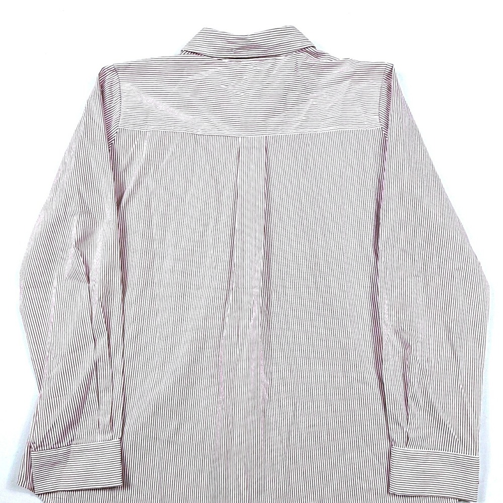 Liverpool Los Angeles Womens Medium Burgundy White Striped Hidden Button Shirt - Picture 4 of 9